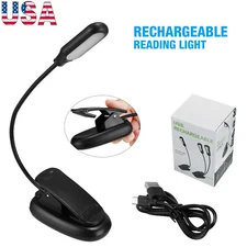 Mini LED Book Light W/Flexible Clip USB Rechargeable Desk Table Lamp Xmas Gift