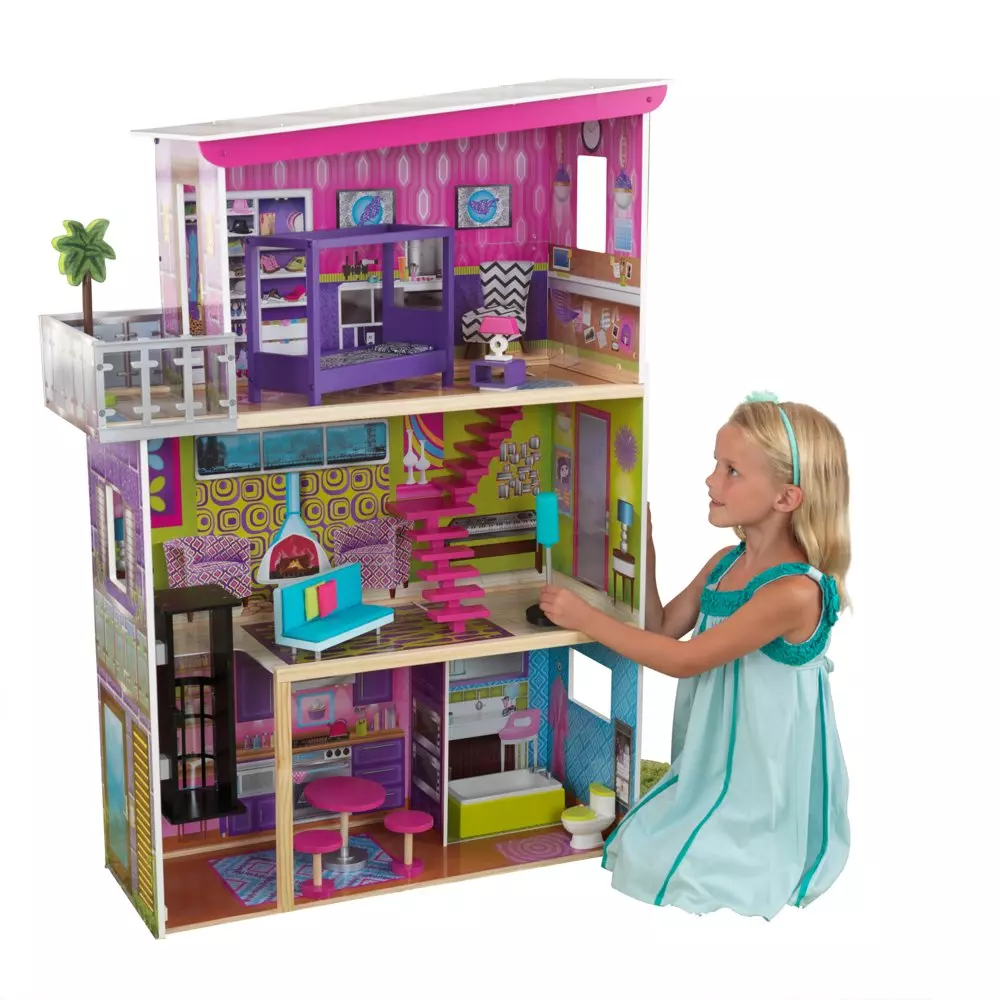 KidKraft Super Model Wooden Dollhouse with Elevator and 11