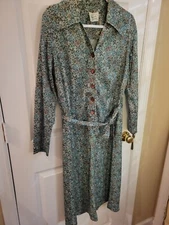 Amazing Flower Power 1960s 1970s Sherri Lynn Turquoise Flower Dress Size Small