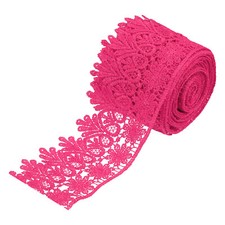 3 Inch Wide 5 Yard Lace Ribbon Floral Pattern Rose Red Embroidered Lace Trim