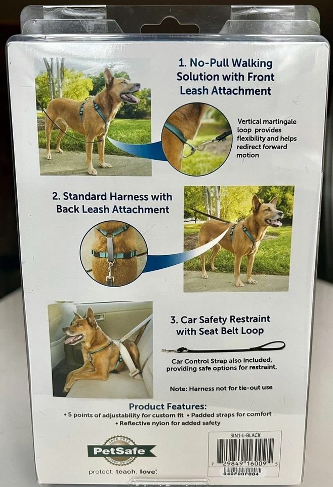 PetSafe 3 in 1 Dog Harness ~Size LARGE L Black ~ No Pull ~ New In Box - Image 3 of 4