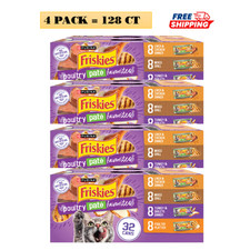4 Packs, Friskies Poultry Pate Adult Cat Wet Food - Variety Pack, 5.5 Oz, 32 Ct