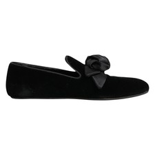 DOLCE & GABBANA Shoes Black Suede Cotton Rose Slip On Loafers EU43 /US10 1200usd