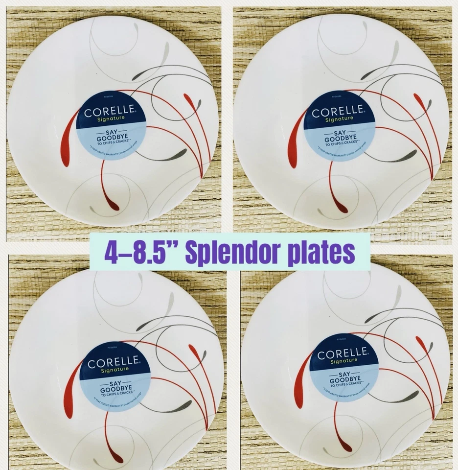 Corelle Splendor 8 1/2” Lunch/Salad Plates 4/ Set New! Corelle Splendor 8.5”
