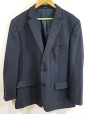Joseph  Feiss Gold Men  s Wool Suit Jacket 48 Long Navy Blue Blazer Sports Coat