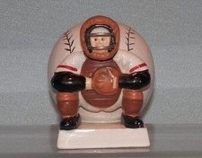 Vintage 1960's NAPCO Baseball Catcher Coin Savings Bank, Original Sticker, JAPAN