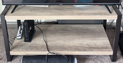 Light Brown Black Wood Composite Metal Coffee Table