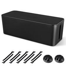 Cable Management Box, Large Cord Organizer Box to Hide Power Strip  Black