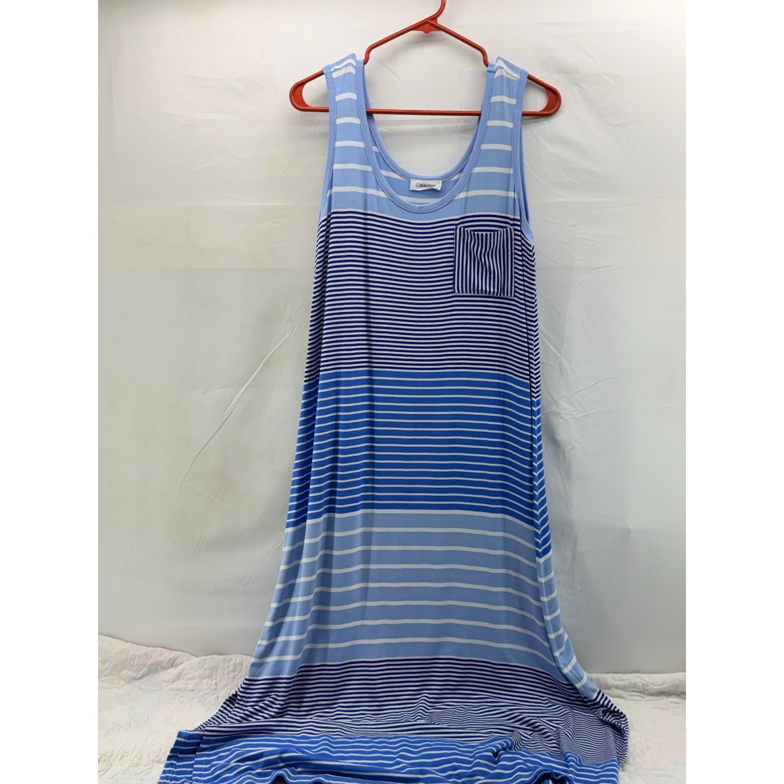 Calvin Klein women’s blue & white striped L sun dress thumbnail 5