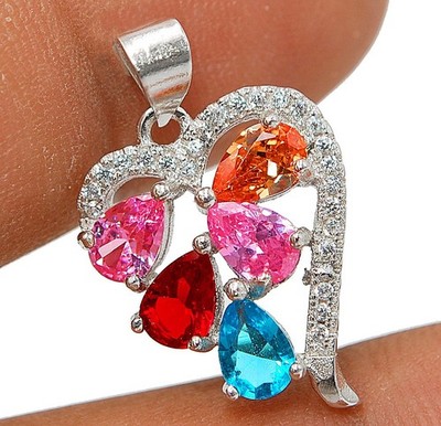 Wärmebehandelter rosa Topas 925 massiv Sterling Silber Anhänger Schmuck LV1