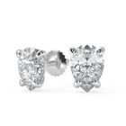 2.62 Ct Pear Cut Stud Diamond Earrings VS1 D Screw Back White Gold 14k