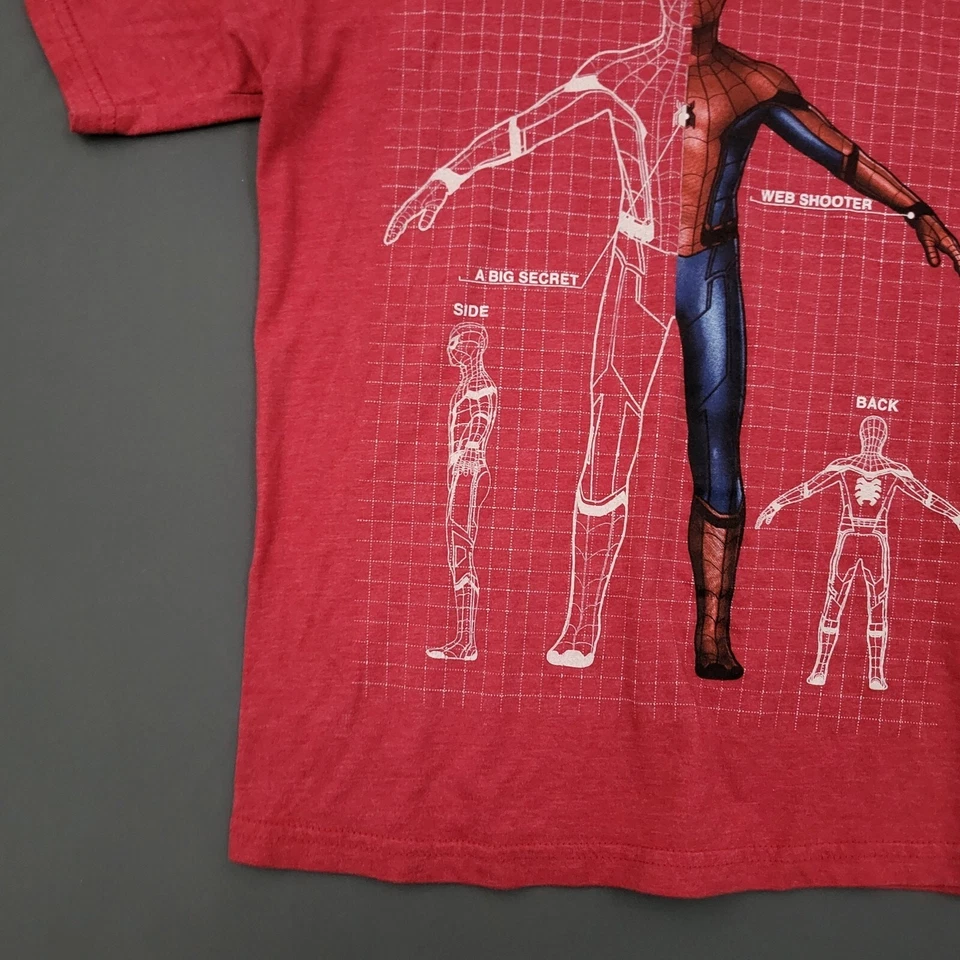 Spiderman Marvel Shirt Youth Boys XL 14/16 Short Sleeve High Tech Suit Knit Red - Image 3 of 4