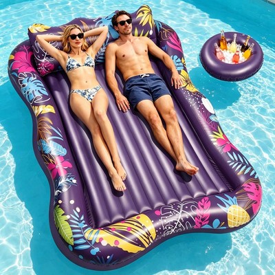 Extra Large Pool Floats Adult, 81'' x 60'' Inflatable Tanning Pool Lounger Floa...