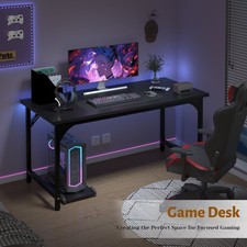 55 Inch Ergonomic Gaming Desk Gaming Table Computer Desk With 3-Piece Table Top