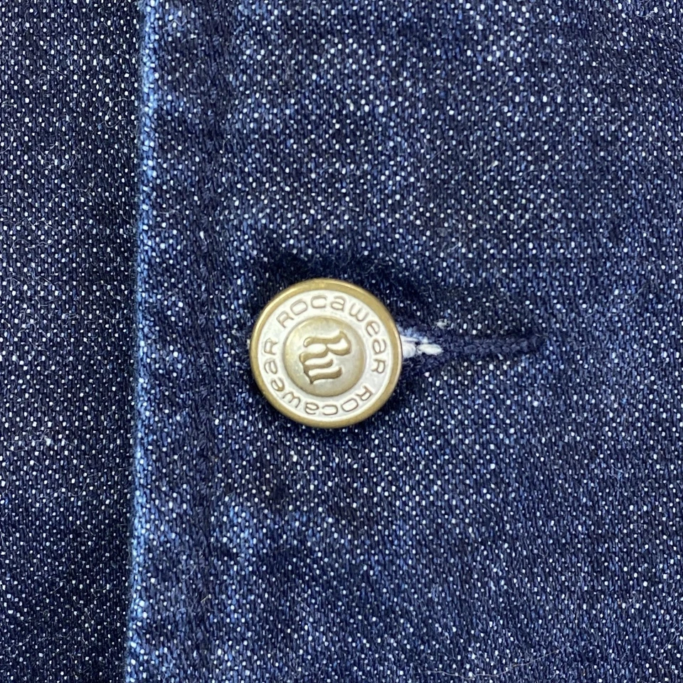 Rocawear Jacket Mens 2XL Denim Hooded Blazer Urban Streetwear Coat Heavy - Image 3 of 4