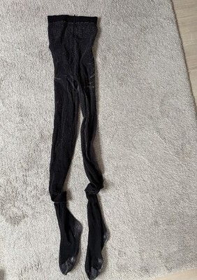 Schwarz- silber schimmernde Strumpfhose Gr. L