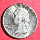 1937 Choice Uncirculated US Washington SILVER Quarter! Philadelphia Mint! Coin!