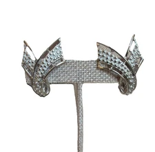 Vintage Silver Tone Emmons Clip On Earrings Ribbon Style 