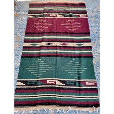 Vintage Southwestern Serape Blanket Rug Fringe Boho Tribal Throw Decor - 2
