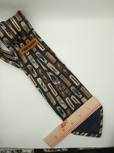 J. Riggins Geometric Black Brown Gold And Gray Tie (175) - Picture 2 of 2
