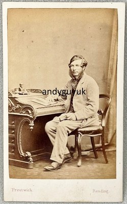 CDV PRESTWICH LIEST SITZENDER MANN BÜSTE KOPFSCHMUCK ANTIKES FOTO SMART DAPPER