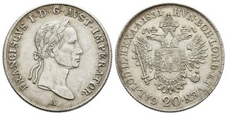 FITZ Kaisertum Österreich Franz I. Silber 20 Kreuzer 1831 A Wien Her800 AWE1041