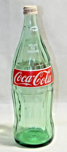 Vintage 1970s Coca-Cola 32 oz Glass Bottle w/ Cap No UPC Coke Soda Collectible