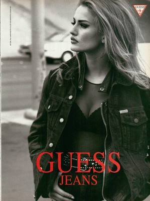 Guess Jeans Magazine Print Ad Advert BRA KAREN MULDER Ellen von Unwerth 1pg 1991