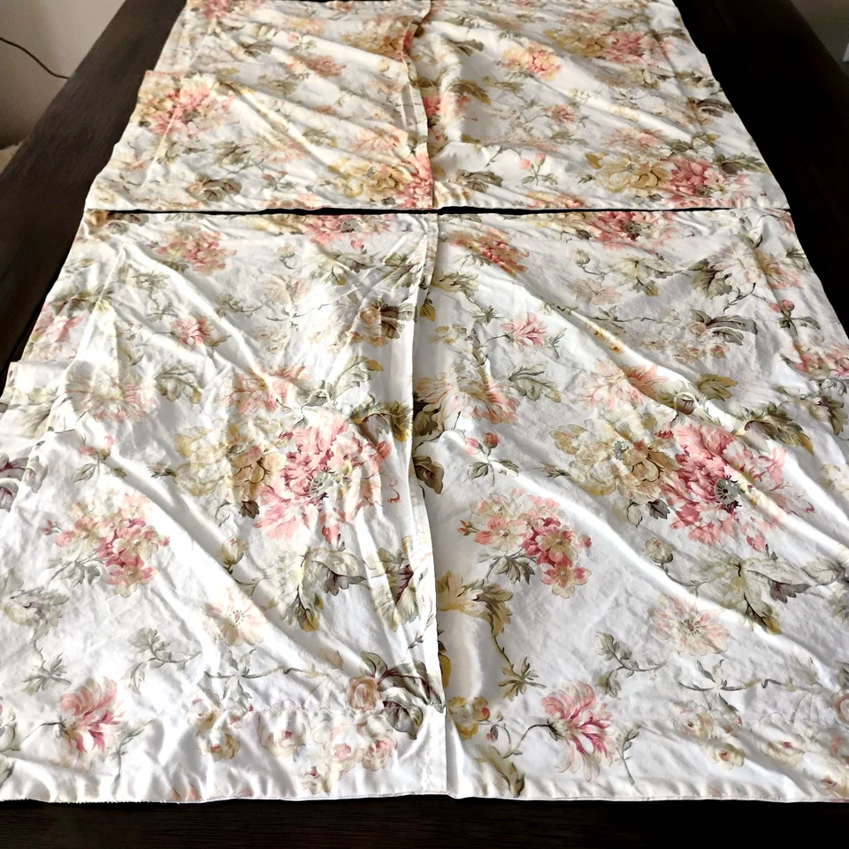 Eddie Bauer Pillow Cases Shams Cotton Standard Floral Yellow Pink Green Cream - Image 3 of 4