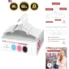 Kids Plastic Hangers Children's Hangers for Toddler Baby Clothes 20 Pack