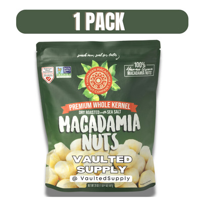 Hawaiian Whole Kernel Macadamia Nuts 20 oz Dry Roasted w/ Sea Salt Premium 03/27