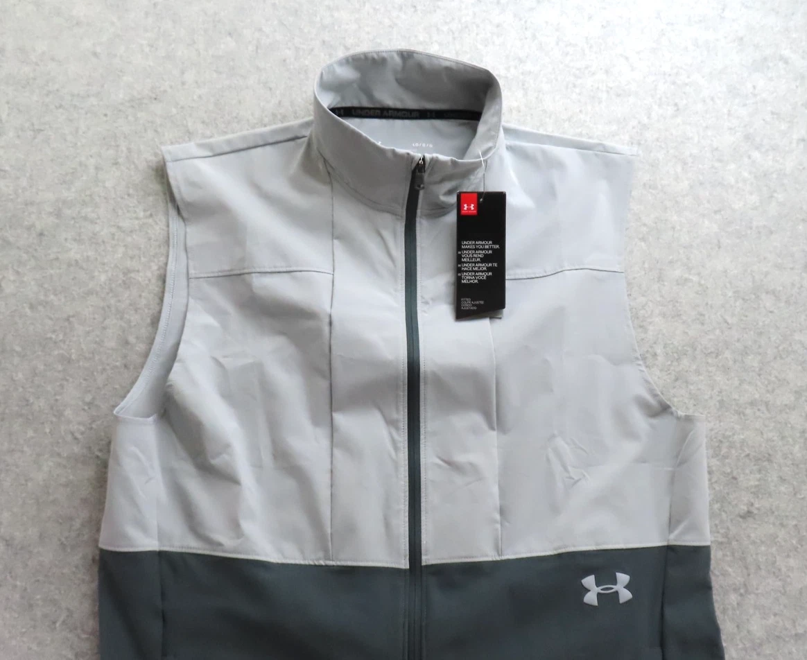 Under Armour Vest Mens Large Gray Softshell Full Zip Collared Outdoor 1327655 - product detail image 1
