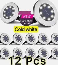 (12PACK) Solar In Ground Lights Outdoor Buried Lamp Disk LED Lawn Pathway Garden