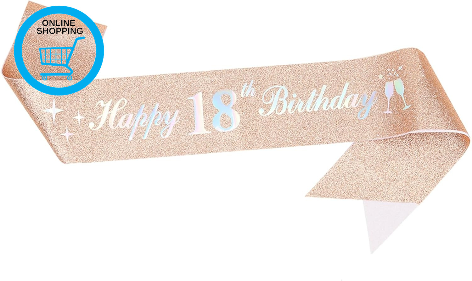 18Th Birthday Decoration Sash for Girl,Rose Gold Sash with White Happy Birthday