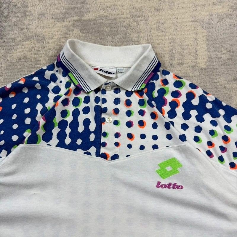 Vintage Lotto Tennis Polo Shirt M/L Men’s* 90s Embroidered Logo Graphic Print image 3