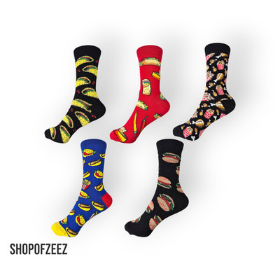 Lustige Socken mit Essen Motiven   Burger, Taco, Pizza   Unisex