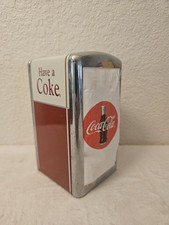Vintage 1992 Coca-Cola Steel Napkin Dispenser Filled W/ Coca Cola Napkins