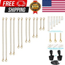 12pcs Stainless Steel Necklace Bracelet Extender Chain Extenders Silver/Gold