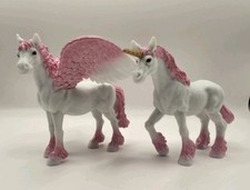 Pink  White Unicorn  Pegasus 5" Horse Figures