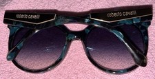 Roberto Cavalli 1098 Montopoli 55W Green Havana Cat Eye Sunglasses 55-19-140 EUC