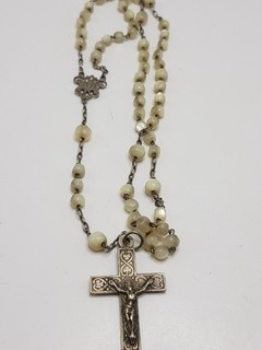 Antique Silver Mother of Pearl Rosary