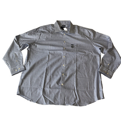Joseph Abboud Long Sleeve Button Front Shirt Mens Size 18 1/2 36/37 Tall Blue