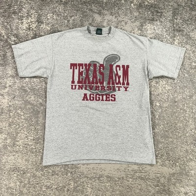 Vintage Texas A&M Aggies Shirt Mens XL Grey Short Sleeve Gig Em Logo 90s Y2K