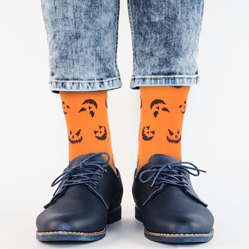3 Pairs of Cotton Halloween Socks Cartoon Male Socks Decorative Pumpkin Socks - Picture 8 of 12