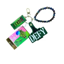 Wicked Elphaba Defy Keychain Green Solid Purse Charm Keychain Bracelet