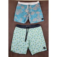 RVCA Industry Mens Board Shorts Size 38 Bundle Tropical Pineapple M155TRVA Teal
