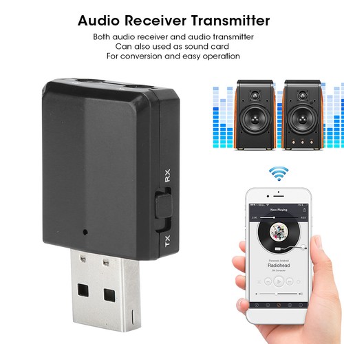 USB Wireless BT 5.0 Adapter Black Music Receiver Transmitter For Car T NEW - Afbeelding 2 van 12