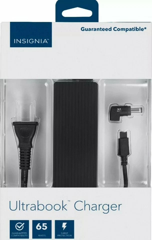 Insignia- 65W Charger for Select Ultrabooks - Black - Image 2 of 4