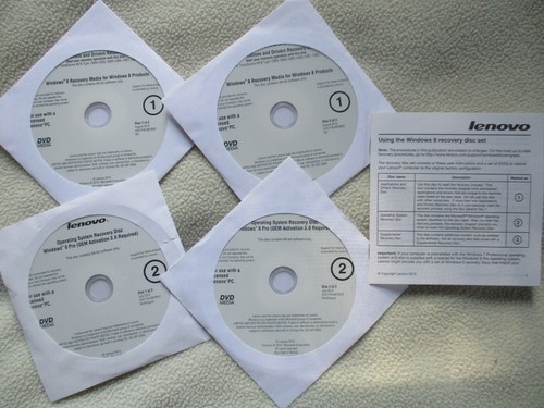 Lenovo Windows 8 Pro Operating System Recovery Media Disc Set of 4 DVDs OEM NEW! - Picture 1 of 10