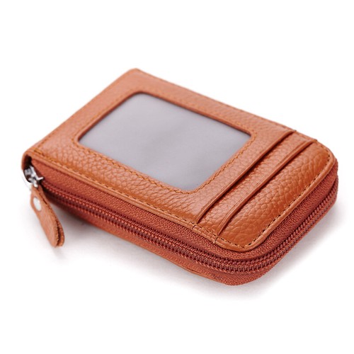 Men's Wallet Real Leather Credit Card Holder RFID Blocking Zipper Thin Pocket - Picture 16 of 16